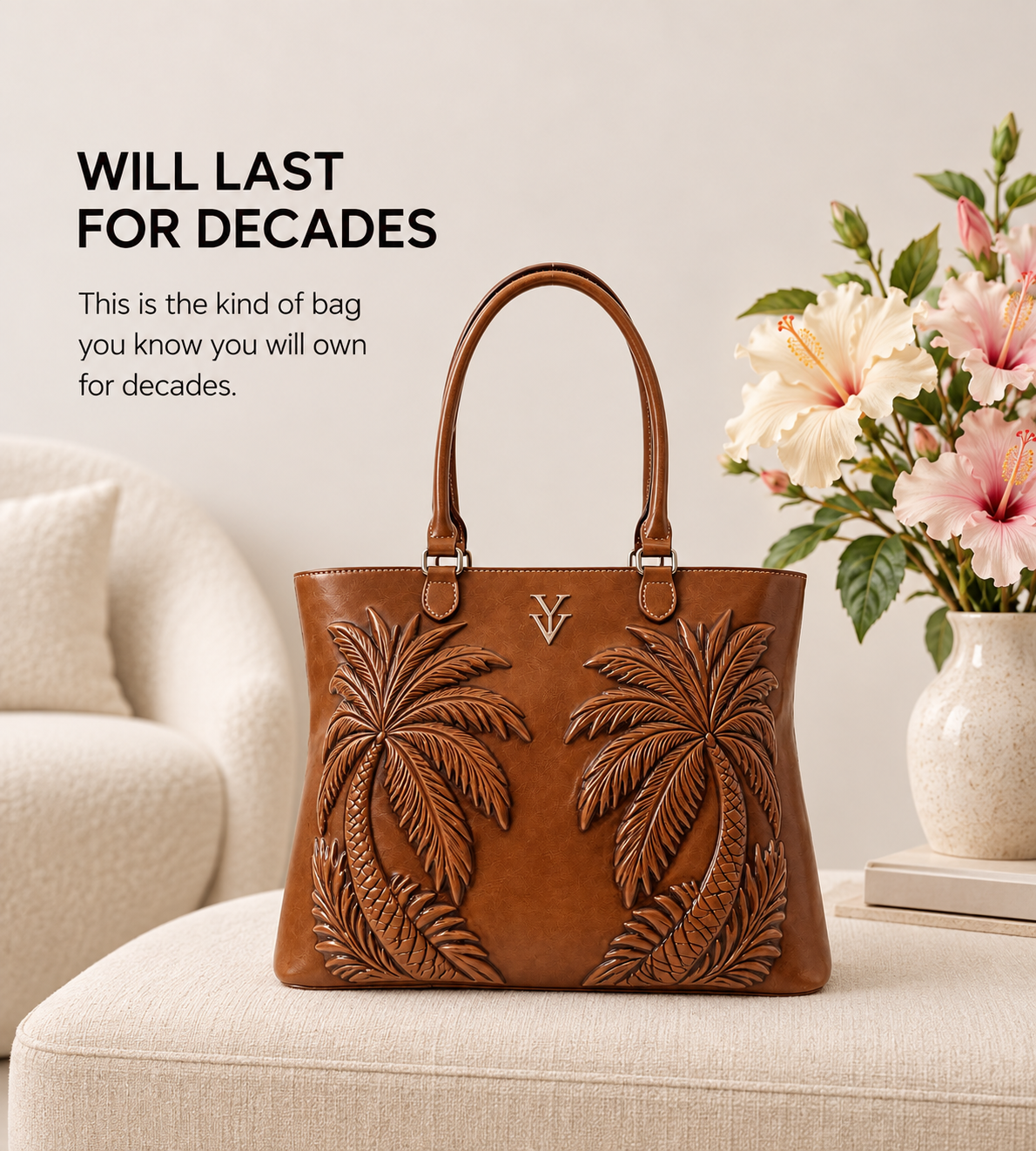BARBADOS Genuine Leather Embossed Tooled Handbag