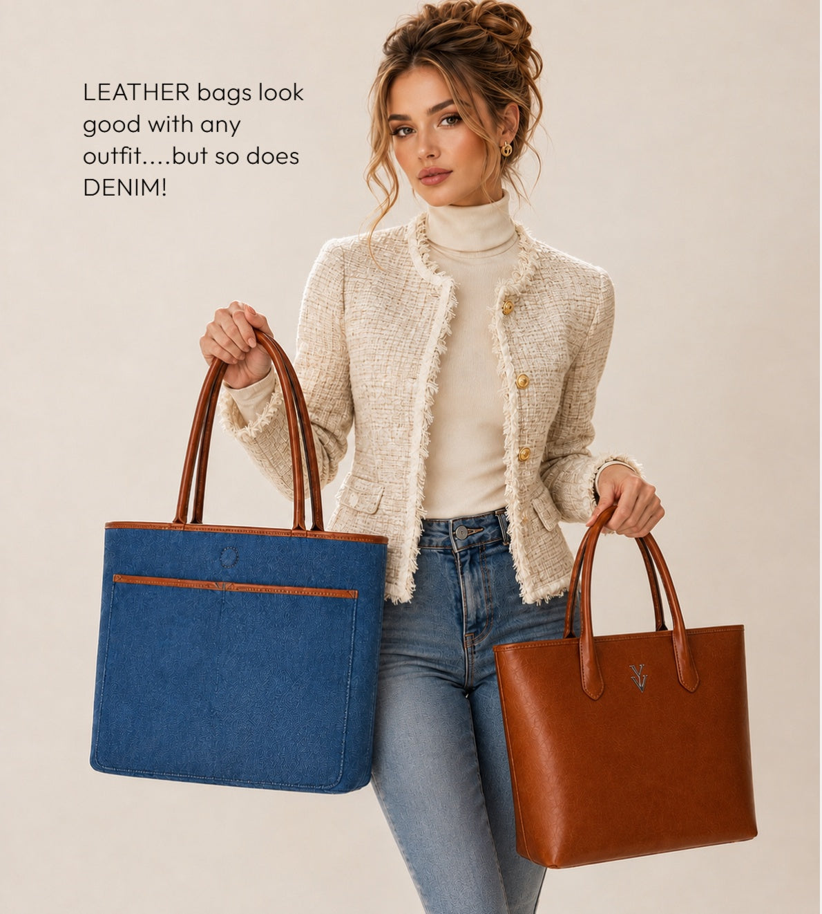 TOSCA Genuine Leather Reversible Handbag