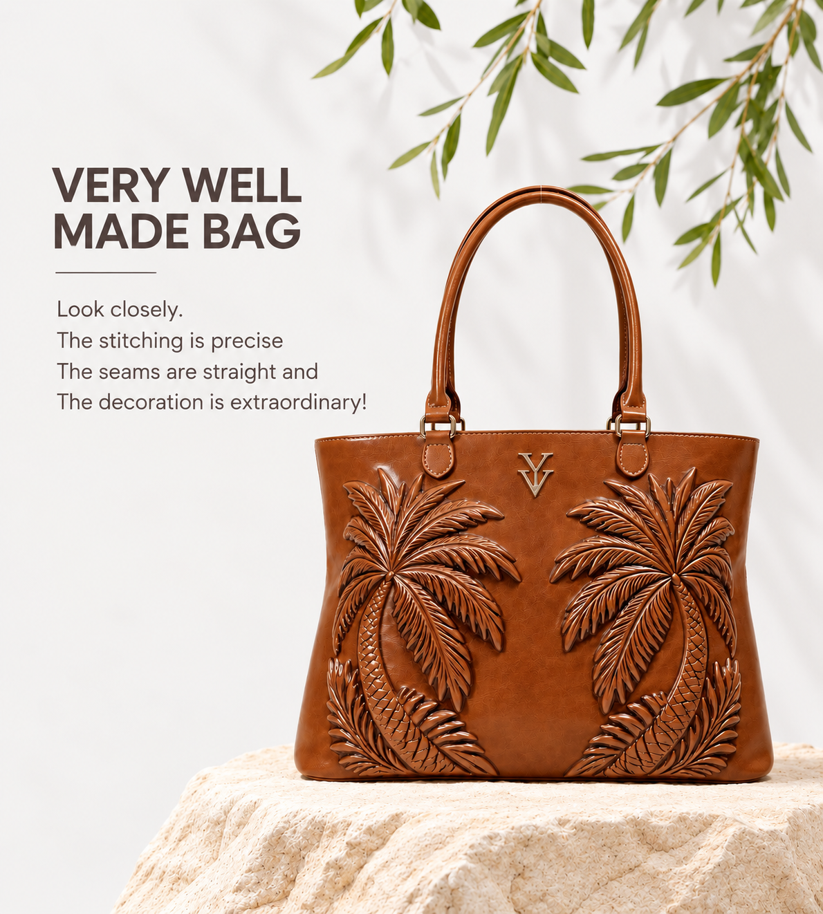 BARBADOS Genuine Leather Embossed Tooled Handbag