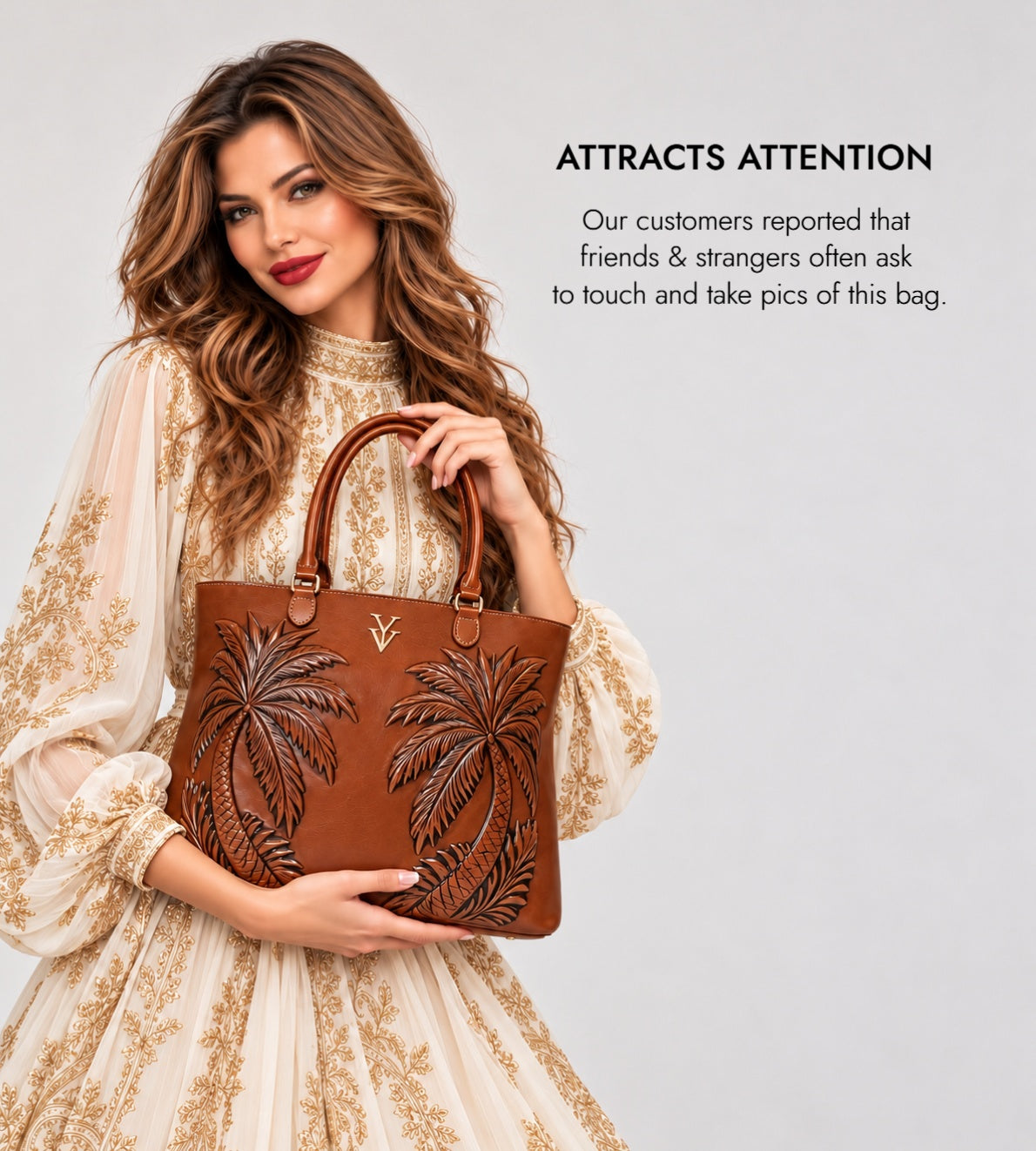 BARBADOS Genuine Leather Embossed Tooled Handbag