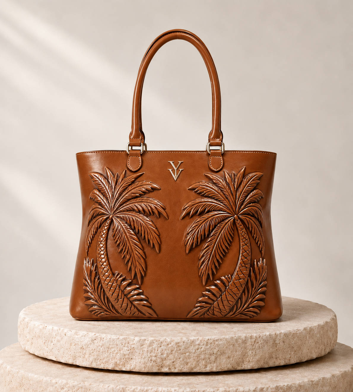BARBADOS Genuine Leather Embossed Tooled Handbag