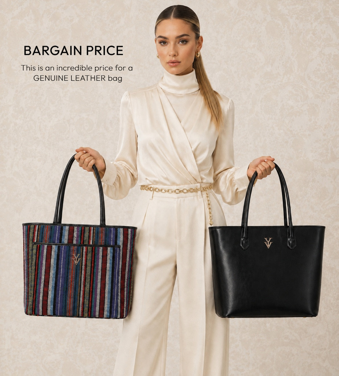 TOSCA Genuine Leather Reversible Handbag